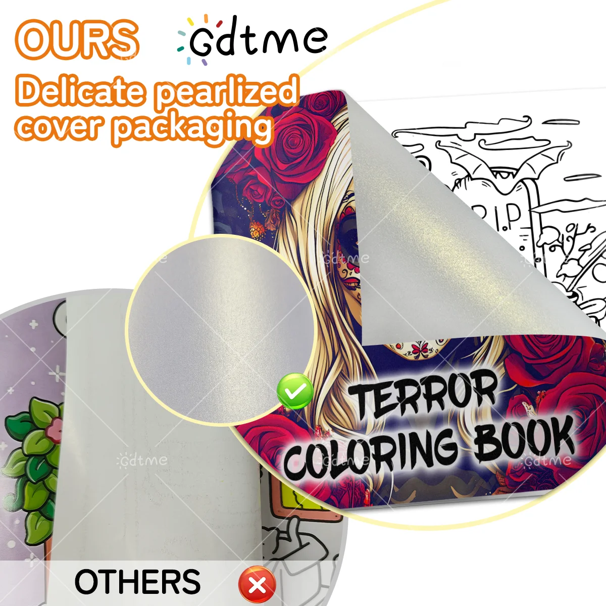 Adult Picture Book TERROR Coloring Book 24 Page Pearlescent Cover with Simple Designs for Stress Relief and Creativity