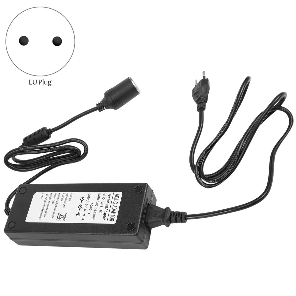 Convertidor de corriente para coche, adaptador de corriente de 12V, 15A, 160W, 220V a 12V, enchufe europeo
