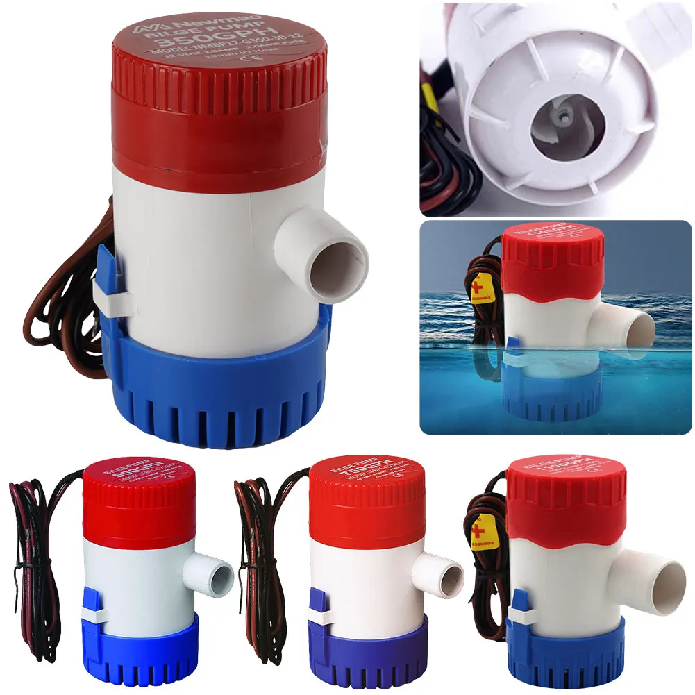 

12/24V Submersible Bilge Pump 350/500/750/1100 GPH Mini Electric Water Pump Waterproof for Yacht Fishing Boat and Ships