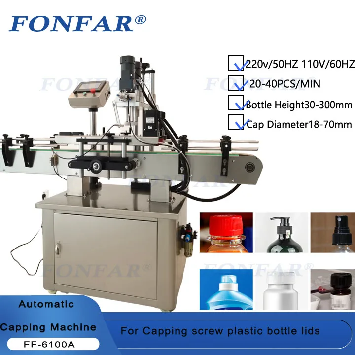 Automatic Four Wheels Clamping Screwing Capping Machine / Capping Machine Plastic Cap Glass Bottle 300mm Bottle Height