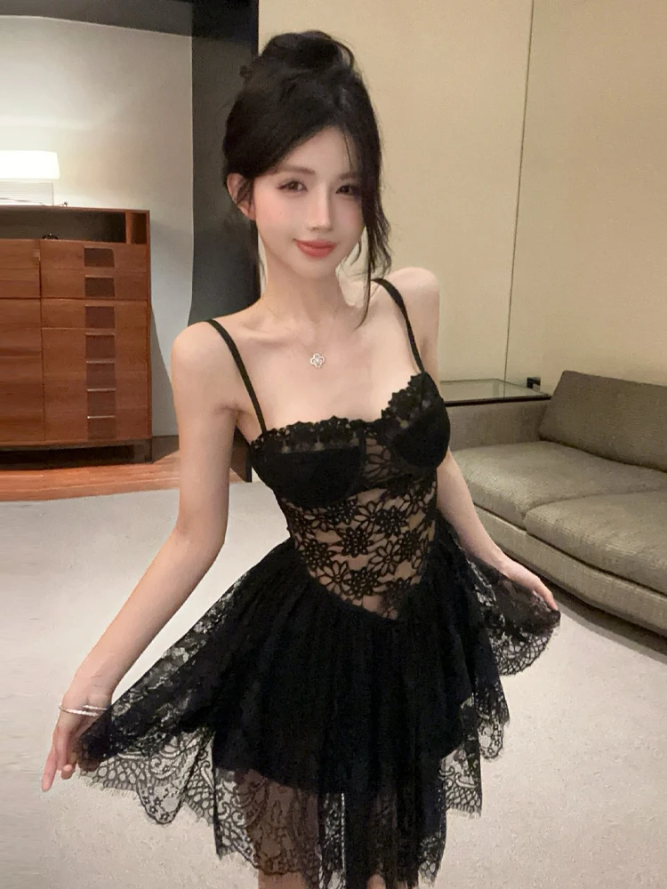 

Сексуальная юбка трапециевидной формы Pure Desire Spicy Girl с кружевной отделкой и поясом на одно плечо Dr, прозрачная базовая юбка