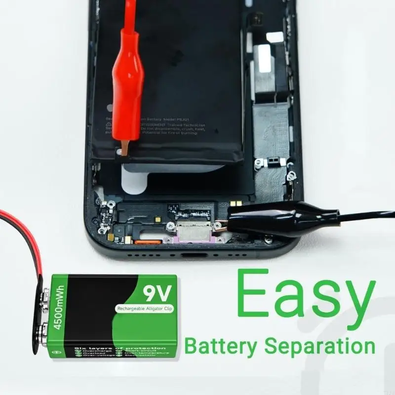 9V Battery Discharge Alligators Clip With Battery For Phone 16 Battery Glues Removal Cellphone Repair Tool 37JD