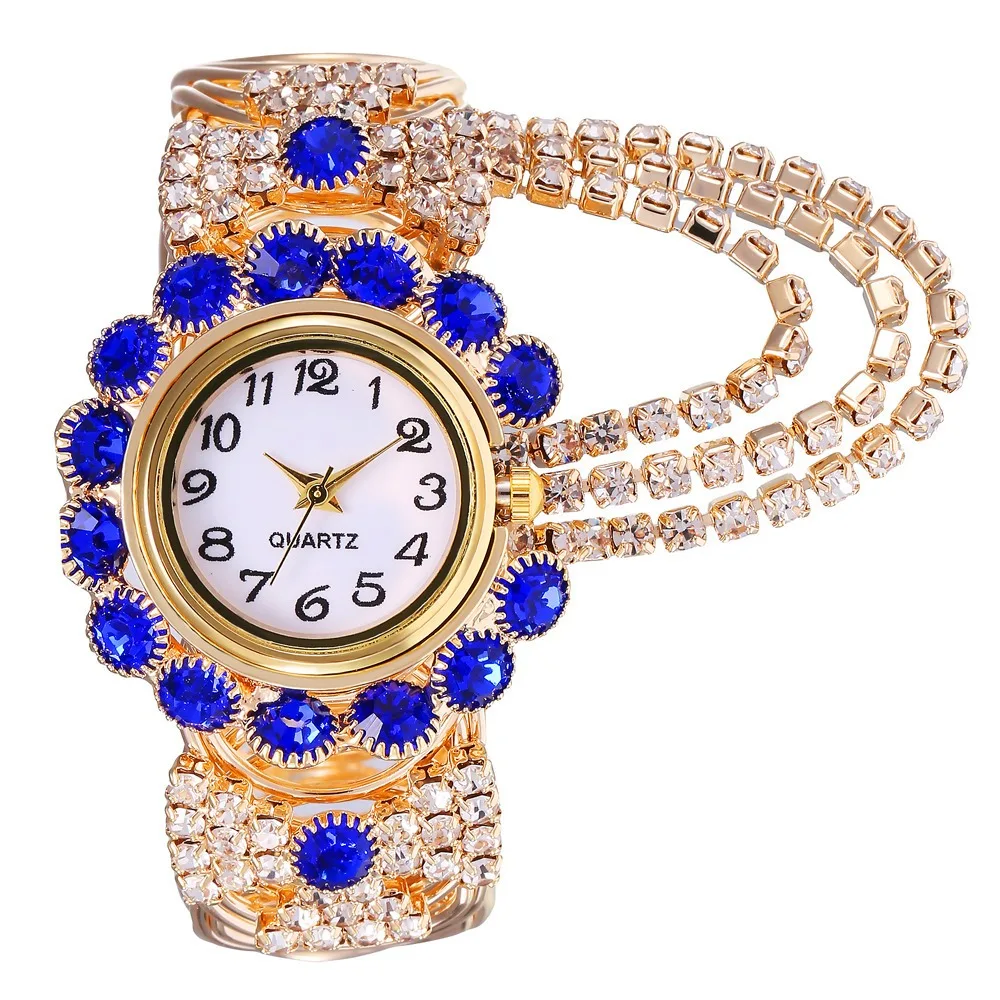 Rose Gold Ladies Wristwatch Adjustable Stainless Steel Rose Gold Bracelet Watch Lightweight Shiny Rhinestone