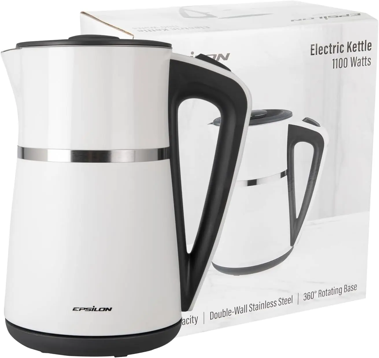 

Double Wall Electric Kettle 1100W, 1.7L BPA-Free Stainless Steel Tea Kettle with Auto Shut-Off & Cool Touch Design