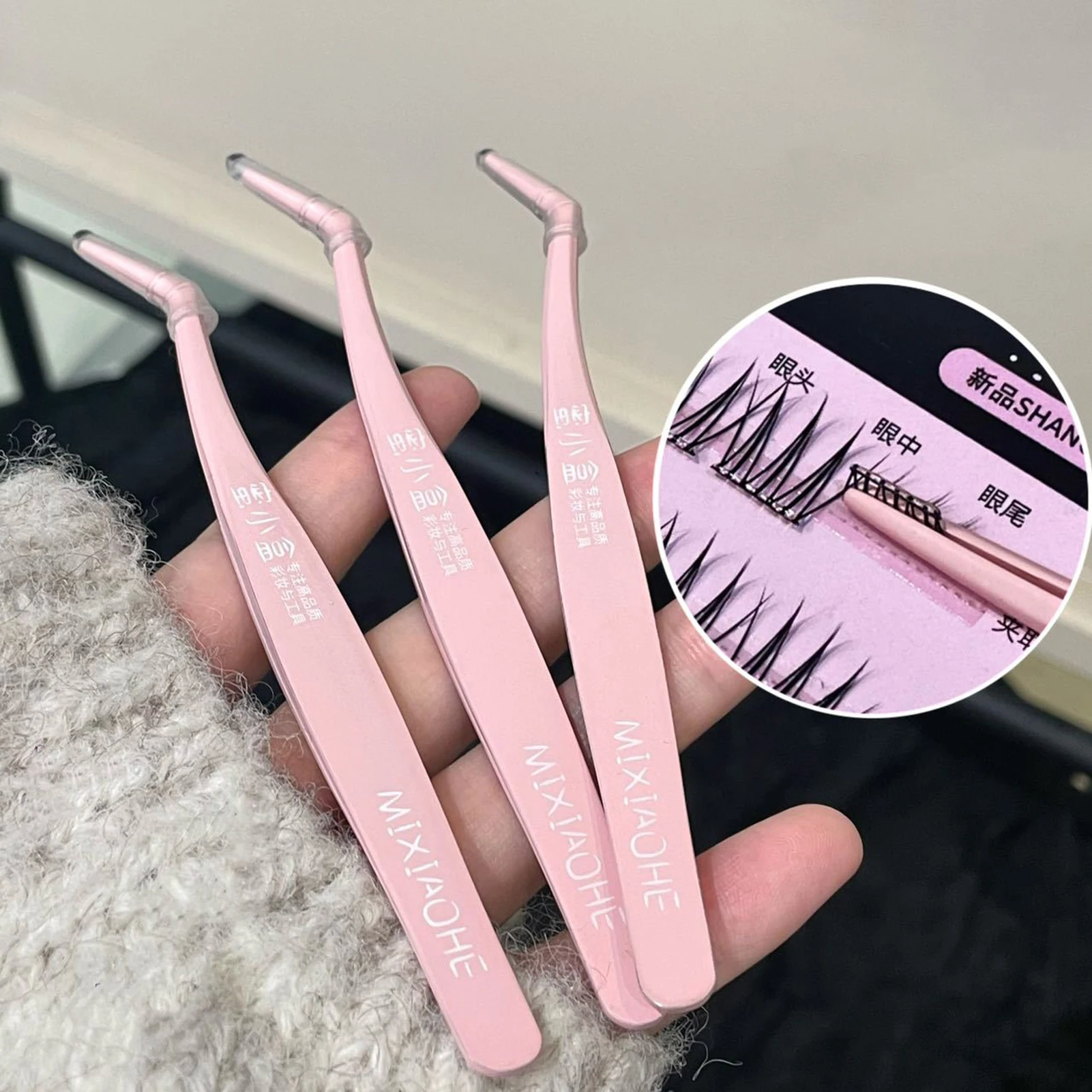 Stainless Steel Eyelash Tweezers False Eyelashes Applicator lash extenstions Removal Tweezer fake Lashes Extension makeup tools