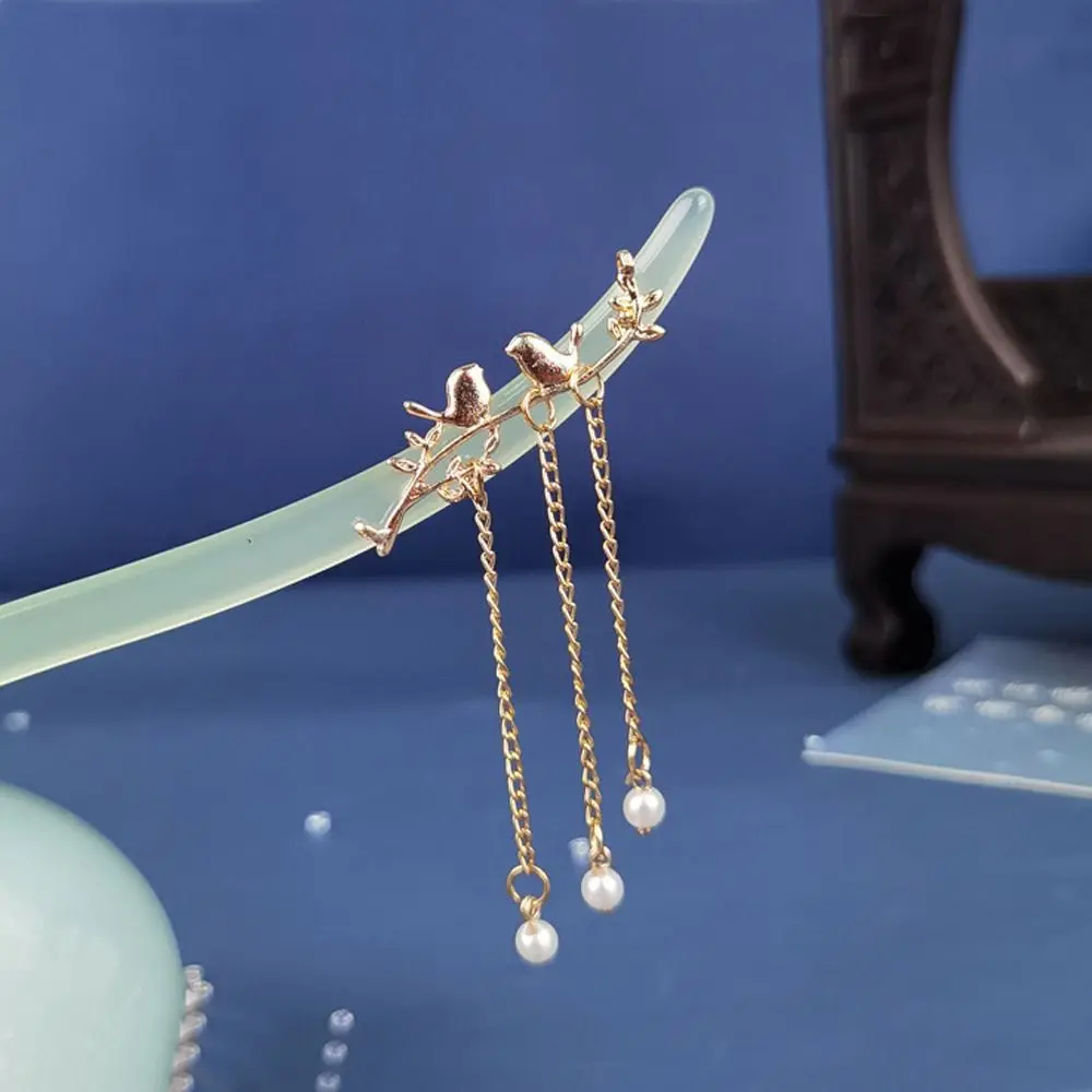 

New Headdress For Girls Braided Hairpins Acetate Flower Pendent Women Hairpins Leaf Pendent Chinese Hair Fork Hanfu Hair Sticks