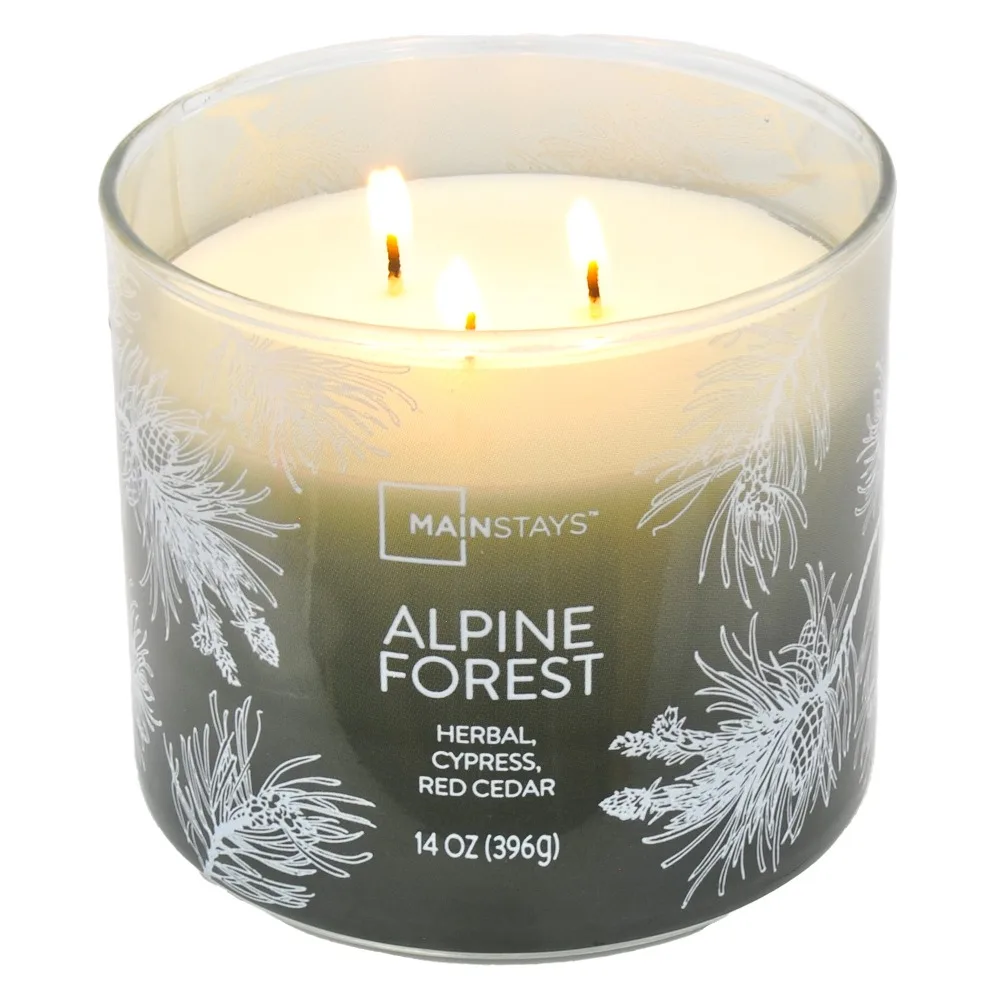 Mainstays Alpine Forest Tri-Wick Gradient Scented Jar Candle, 14 oz