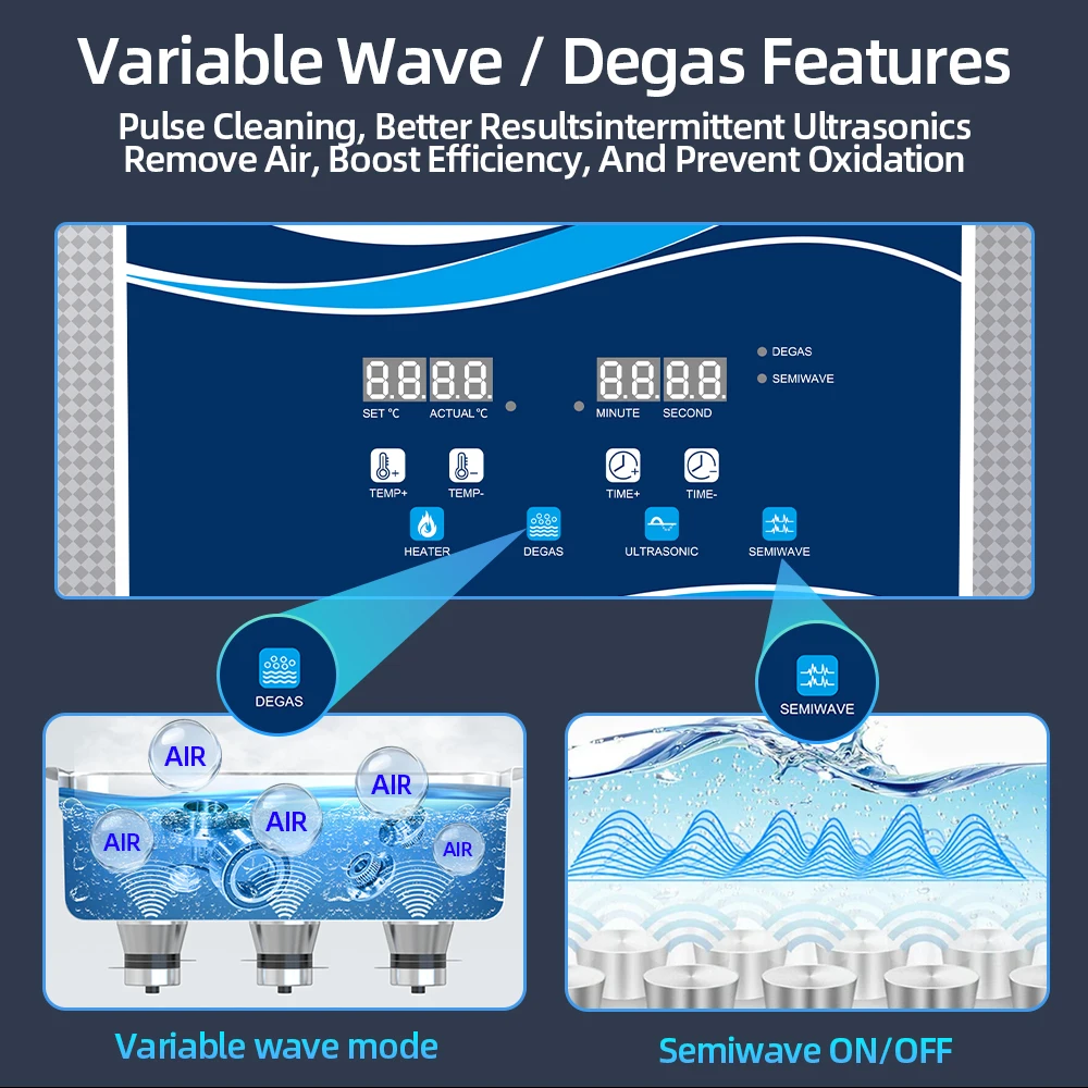 10L Ultrasonic Cleaner Machine 240W/360W Semiwave Degas 40KHz Ultrasound for 3D Models Hardware Auto Parts Cleaning