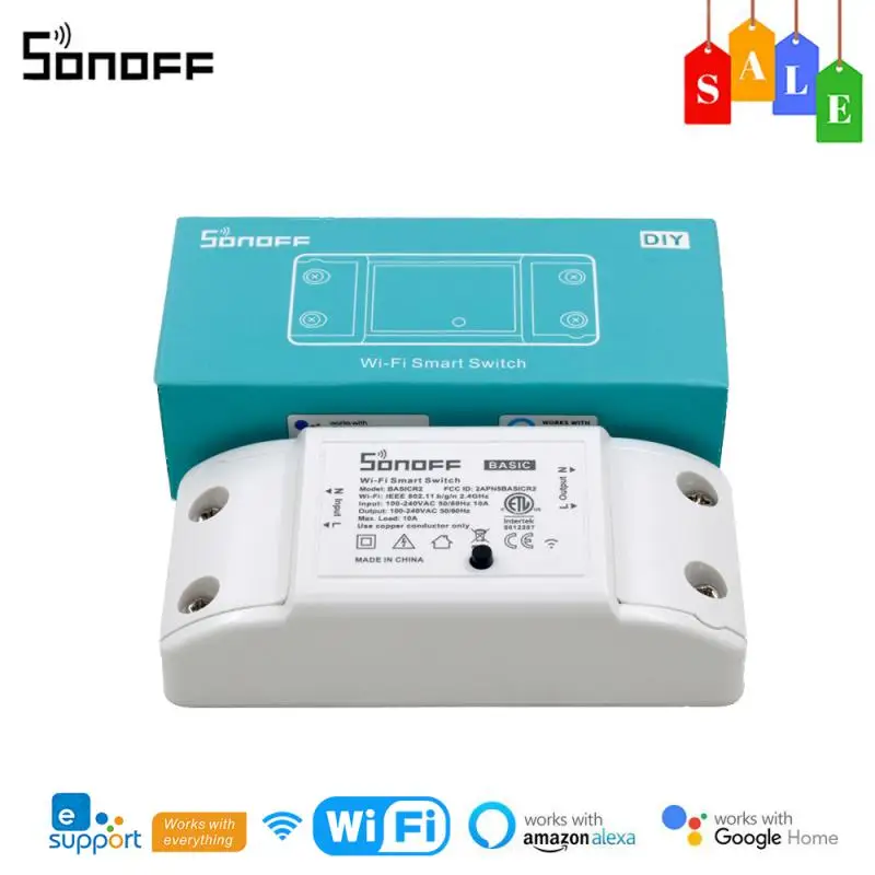 SONOFF Basic R2 WiFi Smart Switch عبر eWeLink APP الموقت التحكم عن بعد المنزل الذكي لتقوم بها بنفسك وحدة تبديل تعمل مع Alexa Google Home