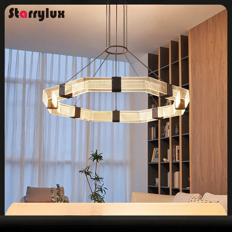 

Italian Modern Luxury Chandelier Acrylic Light Guide Panel Dimmable Designer Living Dining Room Lamp