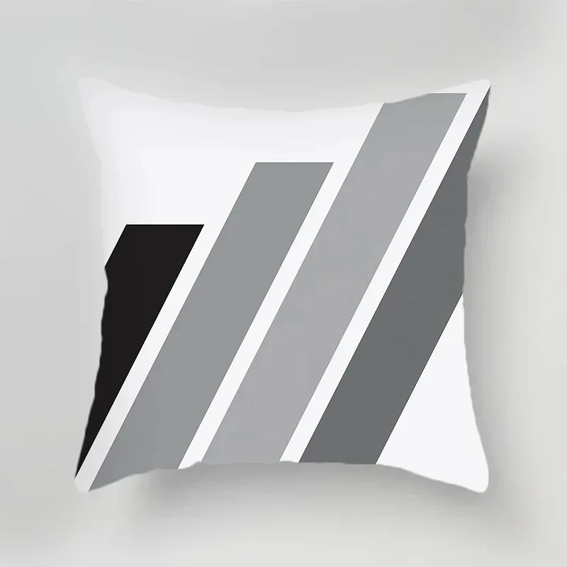 Black and White Gray Geometric Simple Print Pattern Luxury Home Decoration Pillowcase Living Room Sofa Car Cushion Cover