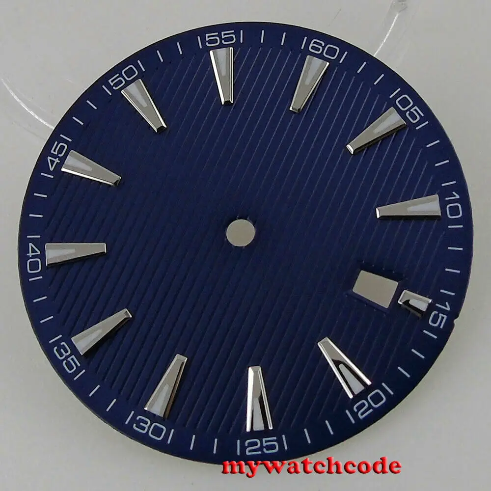 Esfera de reloj blanca y negra azul de 33,5mm para movimiento japonés NH35 NH36 (esfera + manecillas)