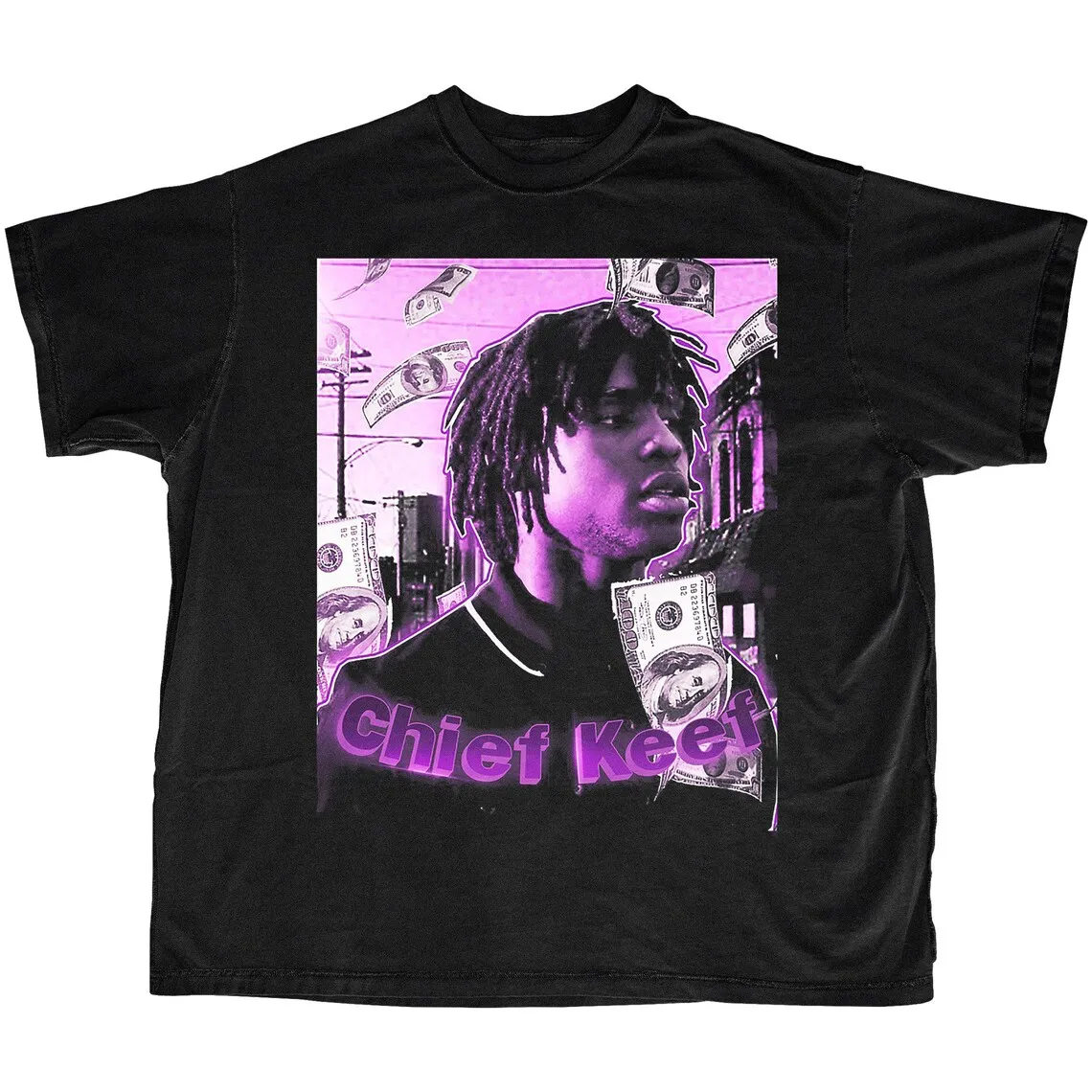 Chief Keef  Throwback  Rap Tee  Purple  Money  Street wear  homage  shirt