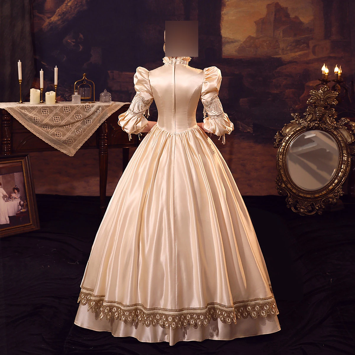 GUXQD Magas légnyomású levegő Láncfonal Udvarlás Rokokó Barokk marie antoinette golyós Bor színe 18 Évszázad Felújulás victorian dresses Maskara Bor színe