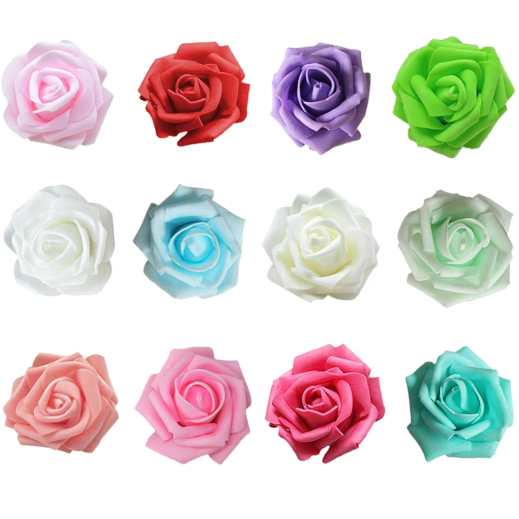 Paquete de 50 flores biónicas artificiales de espuma PE, rosas de simulación, decoraciones de flores falsas, fiesta de boda, regalos de compromiso, 6-7cm