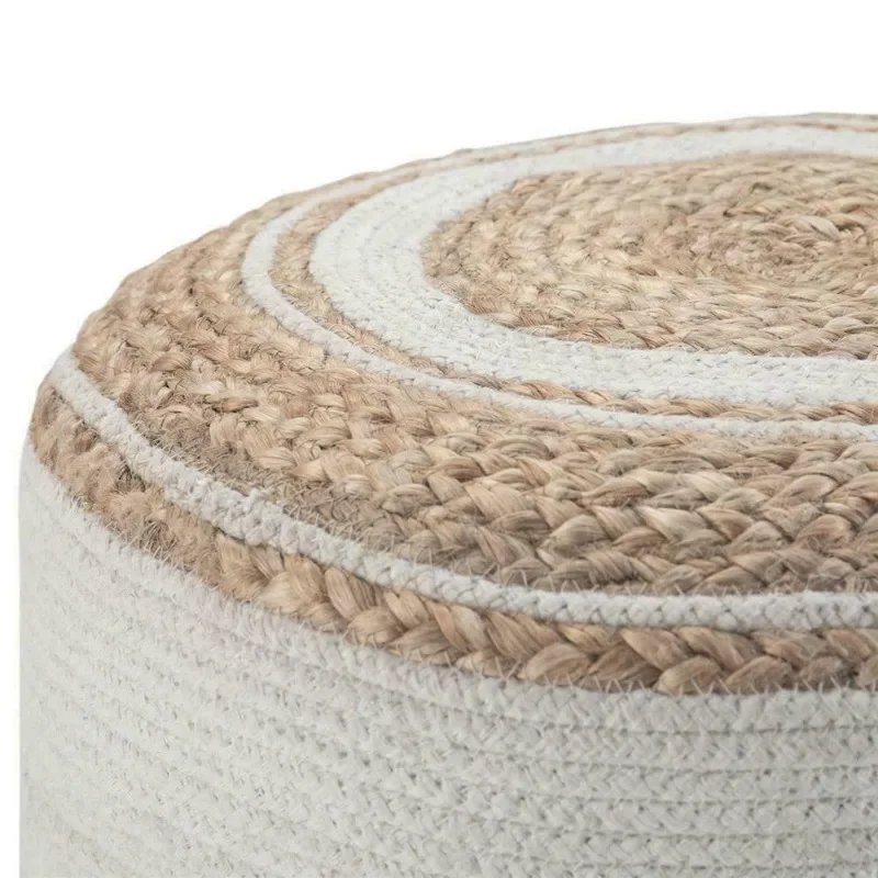 Ottoman Cover Braided Jute Cotton Foot Stool Cover Home Décor Modern Floor Pouf