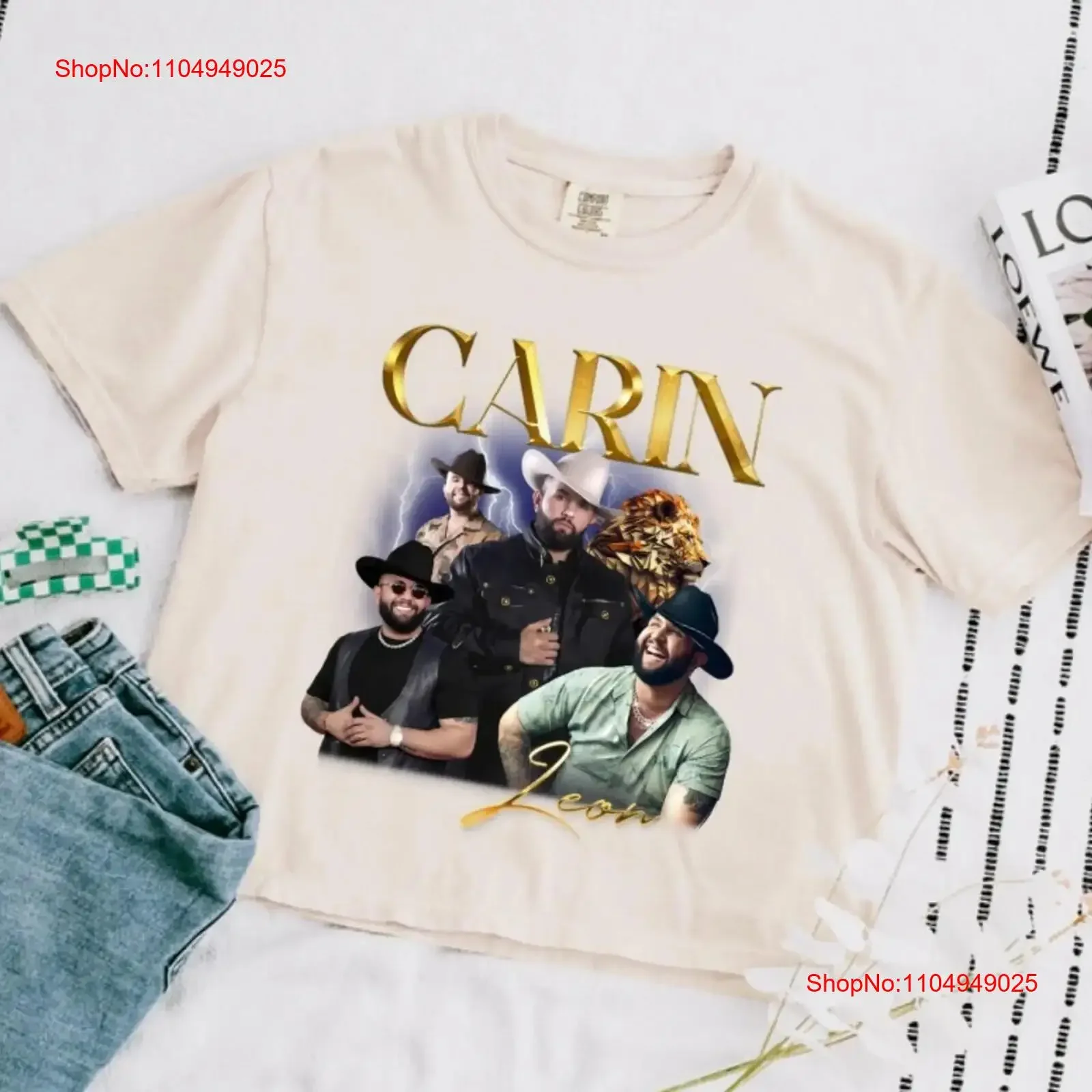 Carin Leon camiseta 2024 tour merch Boca chueca conciertos fans vintage lavado elegante versátil gráfico transpirable