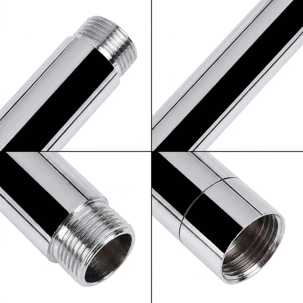 Stainless Steel Shower Extension Arm Allowing Vertical Repositioning of Handheld Shower Head with Thread Interface