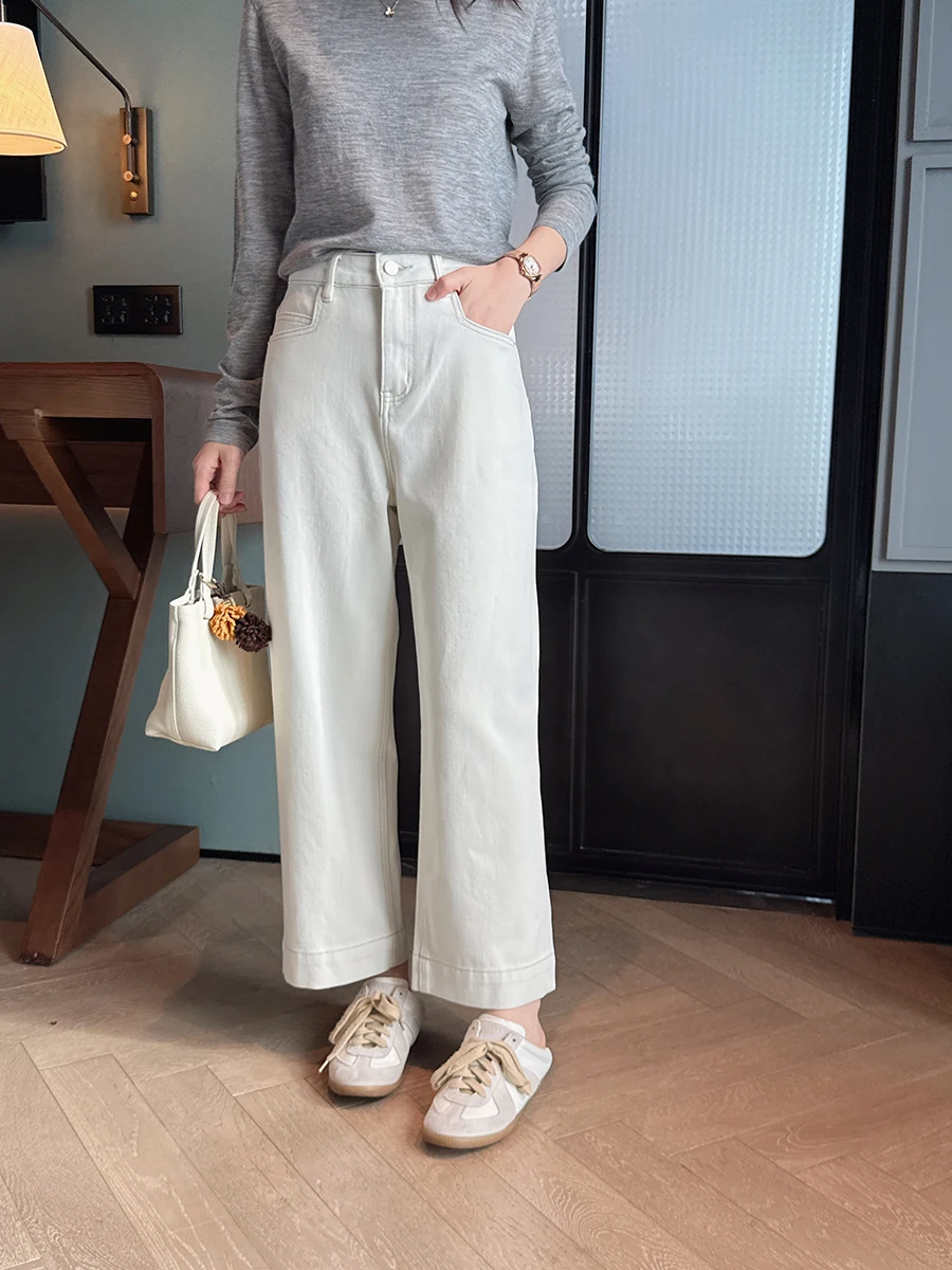 

Женские джинсы свободного кроя с прямыми штанинами, на пуговицах, из эластичного денима, весна-лето, с высокой талией