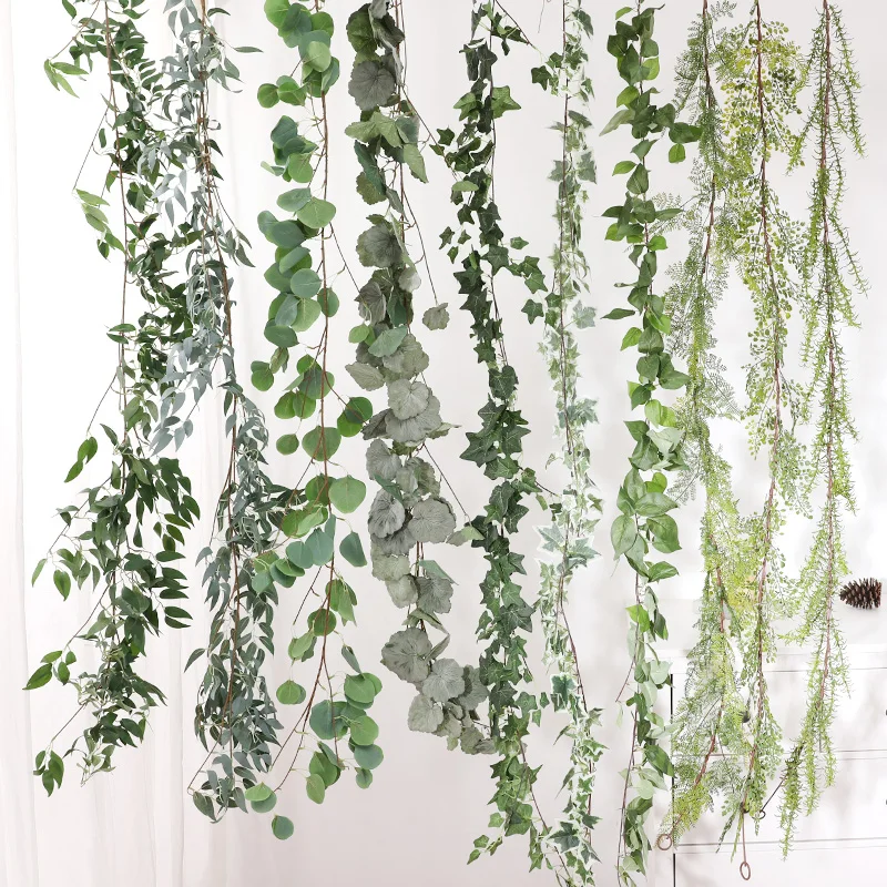 

Simulated green plants, ivy vines, living room air conditioning pipes, background walls, forest style decorative wall hanging