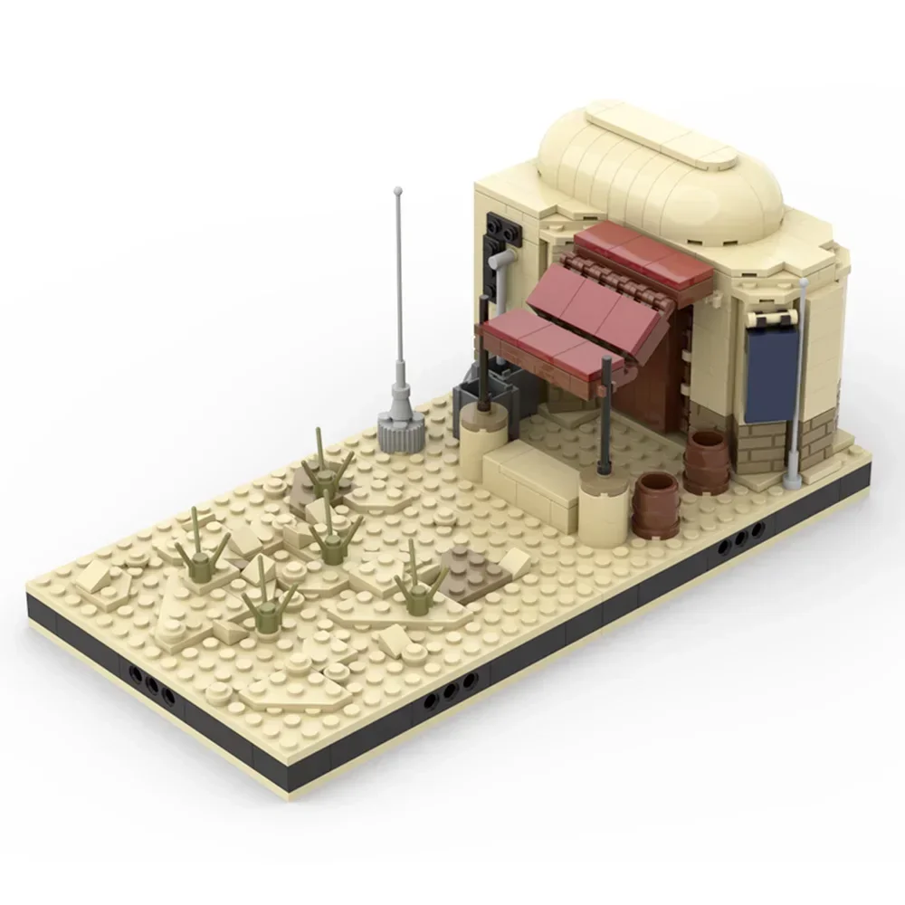 MOC Space Series Wars Desert Village Eisley-Cantina Slums Home Escape From Jedha Fight Spacecraft Nano Falcon Building Block