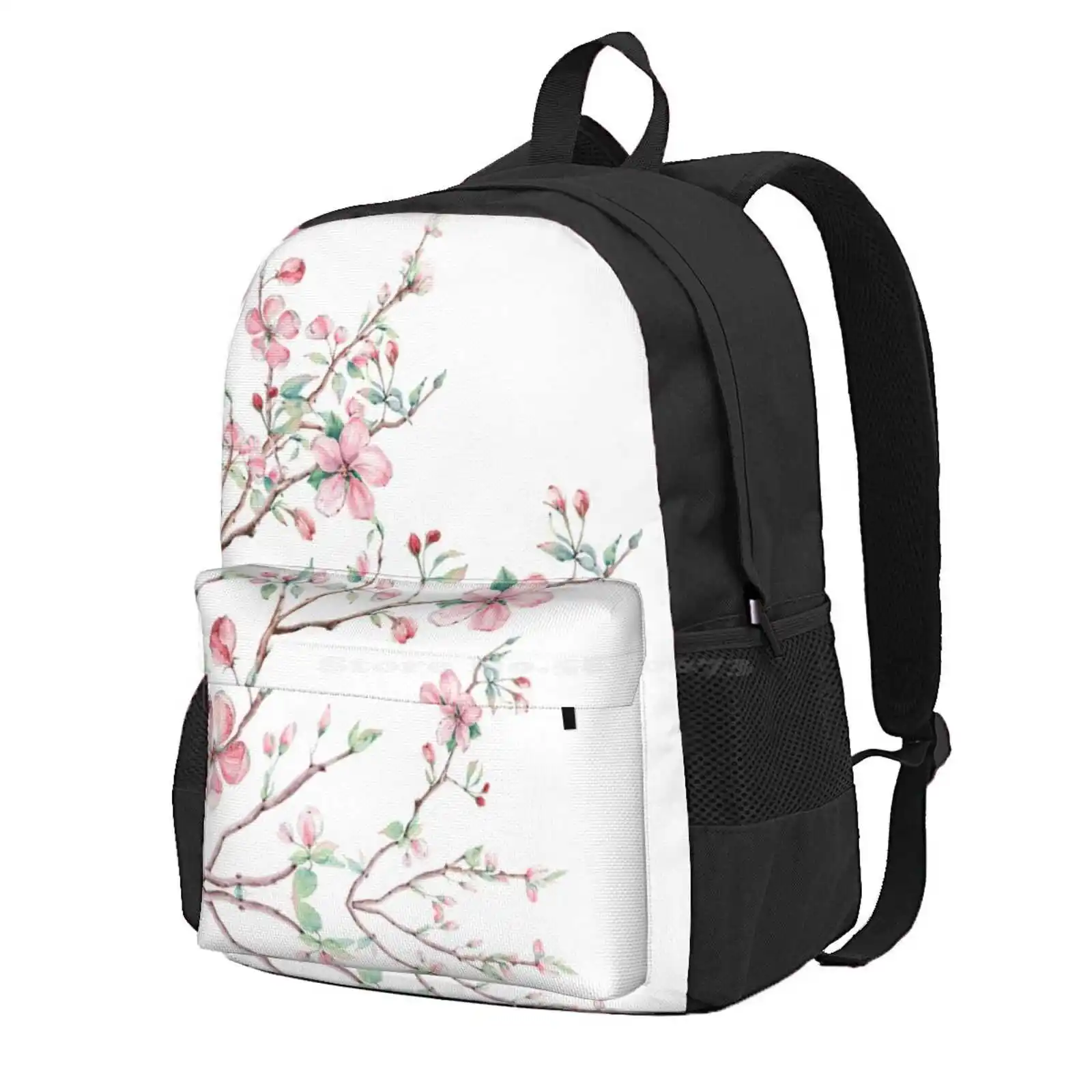 

Apple Blossom Hot Sale Schoolbag Backpack Fashion Bags Watercolor Apple Tree Flowers Blossom Branch Nature Delicate Elegant