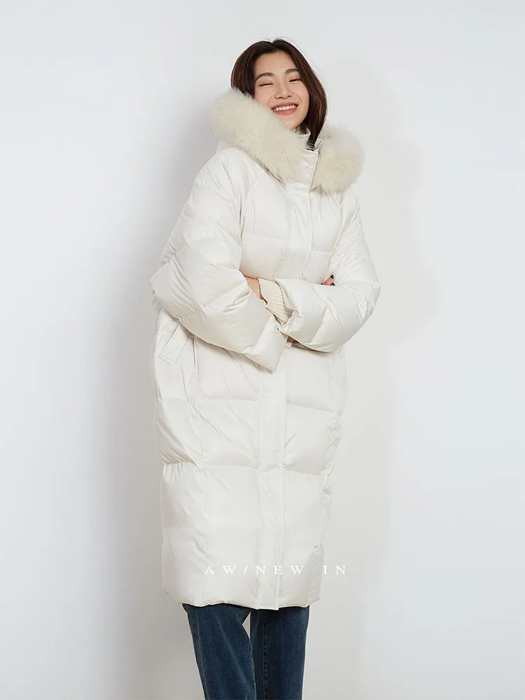 Chaquetas de largo medio con cuello de piel para mujer, abrigo largo con capucha y cuello alto, Parkas gruesas y cálidas para invierno, 2022