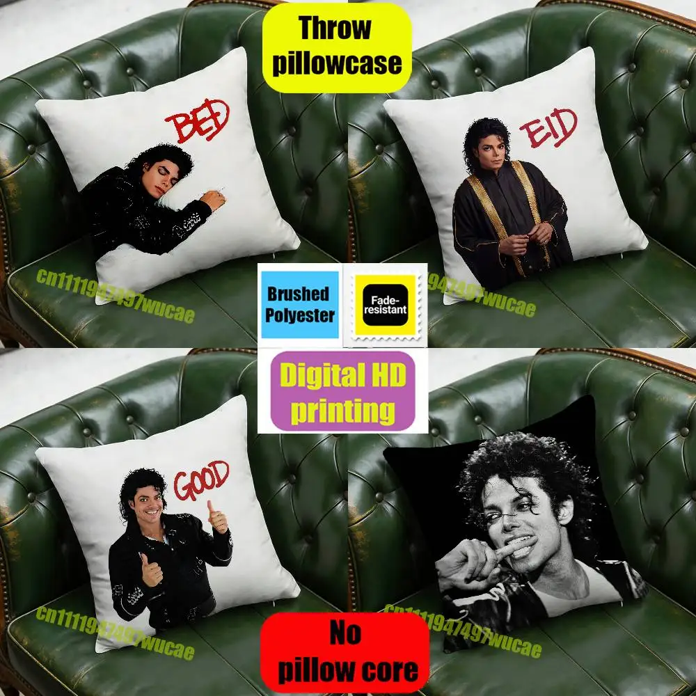 

For Singer M-Michael BAD J-Jackson Throw Pillow Case 40x40cm Car Custom Square Pillowcase Pad Cushion Cover