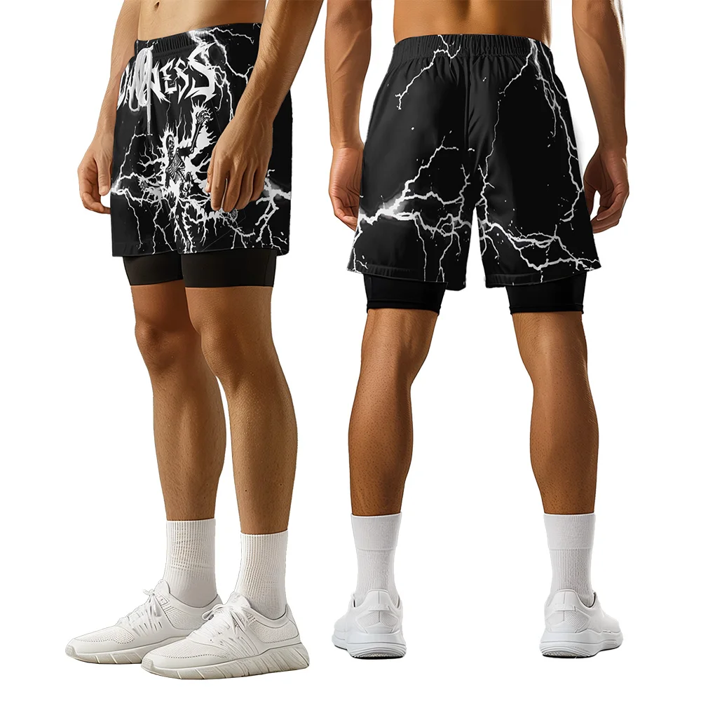 

2024 New original design Summer Click Skeleton Man 3D Premium print casual trend sports letters High Street skate camo shorts