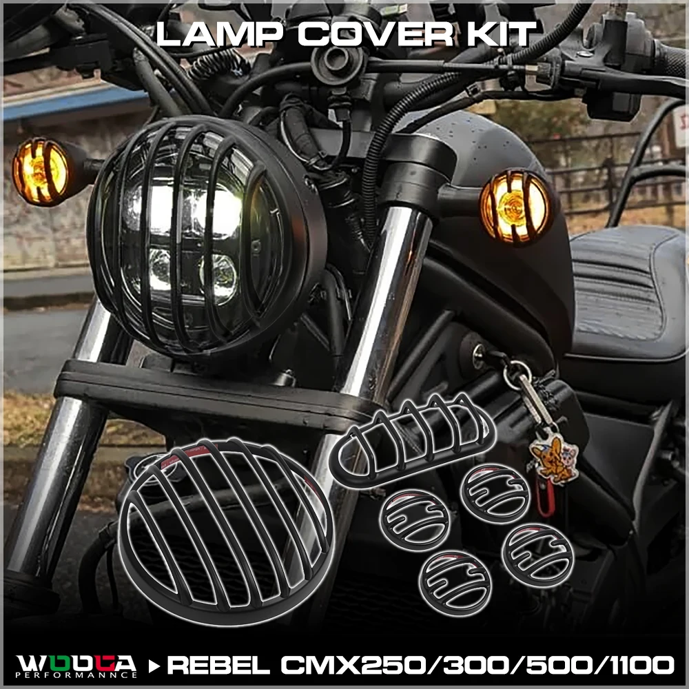 Kit de cubierta de lámpara para Honda Rebel CMX 250 300 500 1100, cubierta de faro, cubierta de luz trasera de señal Trun, tapas protectoras Rebel1100 Rebel250
