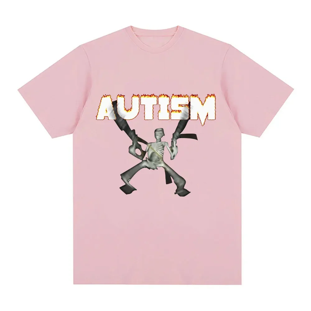 Autism Skeleton Meme T Shirt Humor Funny Skull Men Women Fashion Hip Hop T-shirt Casual Cotton Short Sleeve Oversized T-shirts