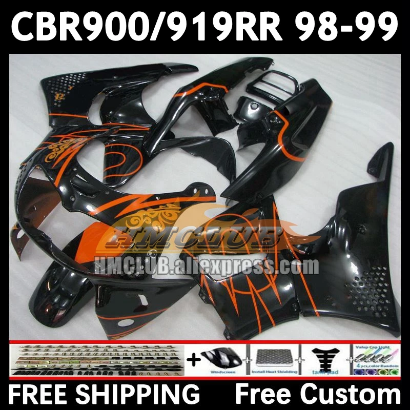 Fairings For HONDA CBR 919RR orange black 900RR 919 CBR900 CBR919 RR 98-99 73No.69 900CC CBR900RR 98 99 CBR919RR 1998 1999 Body