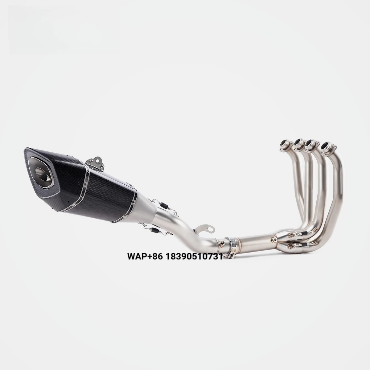 

Exquisite and Heat Resistant Silvery White Stainless Steel Carbon Fiber Motorcycle Full Exhaust System for ZX-6R ZX-4R