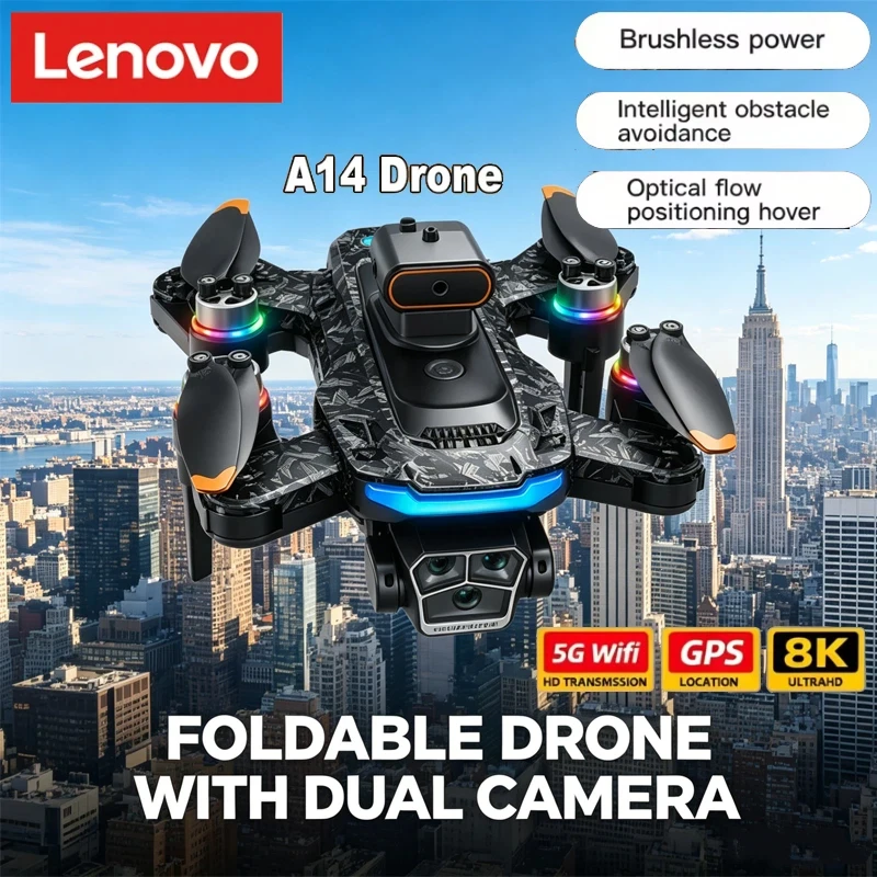 

Lenovo A14 Drone, 8K/4K HD Professional Camera 5G WIFI FPV Video GPS Large Screen Remote Control UAV