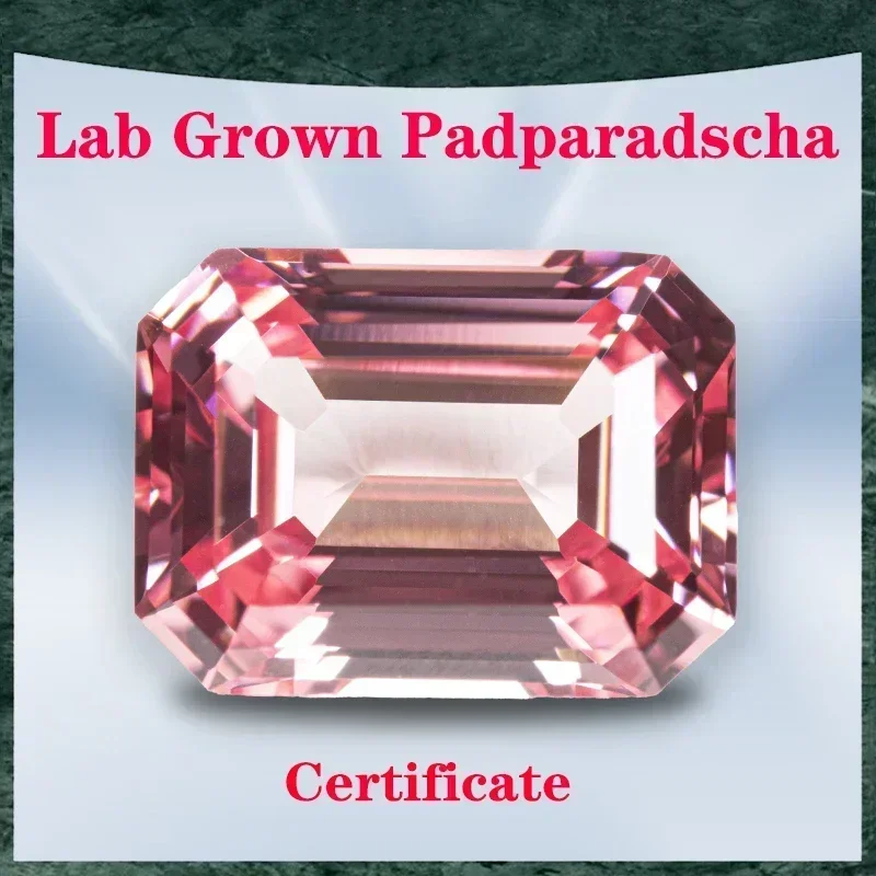 

Lab Grown Padparadscha Red Lotus Color Emerald Cut VVS1 Selectable AGL Certificate Gemstone Charms DIY Jewelry Making Materials