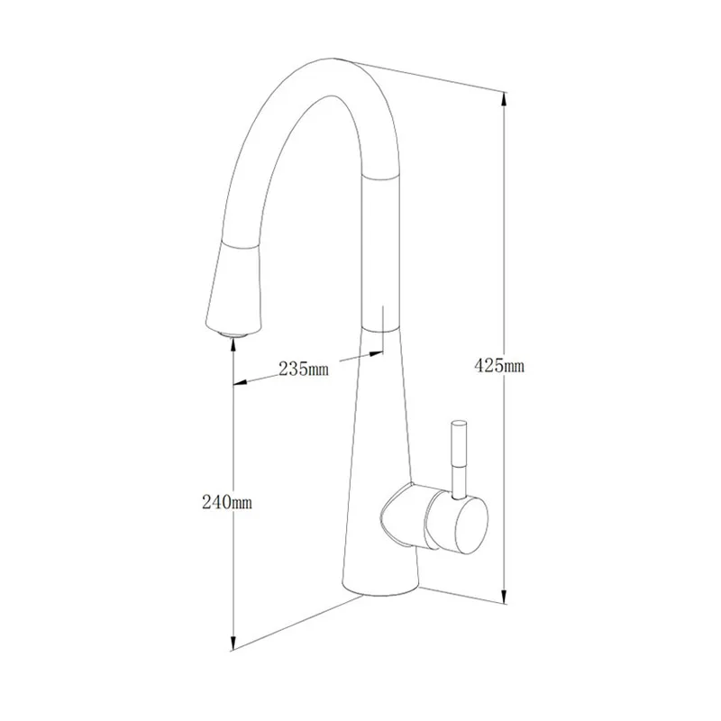 Grifo extraíble de acero inoxidable 304 para fregadero de cocina, mezclador giratorio de agua caliente y fría de un solo orificio, giratorio y