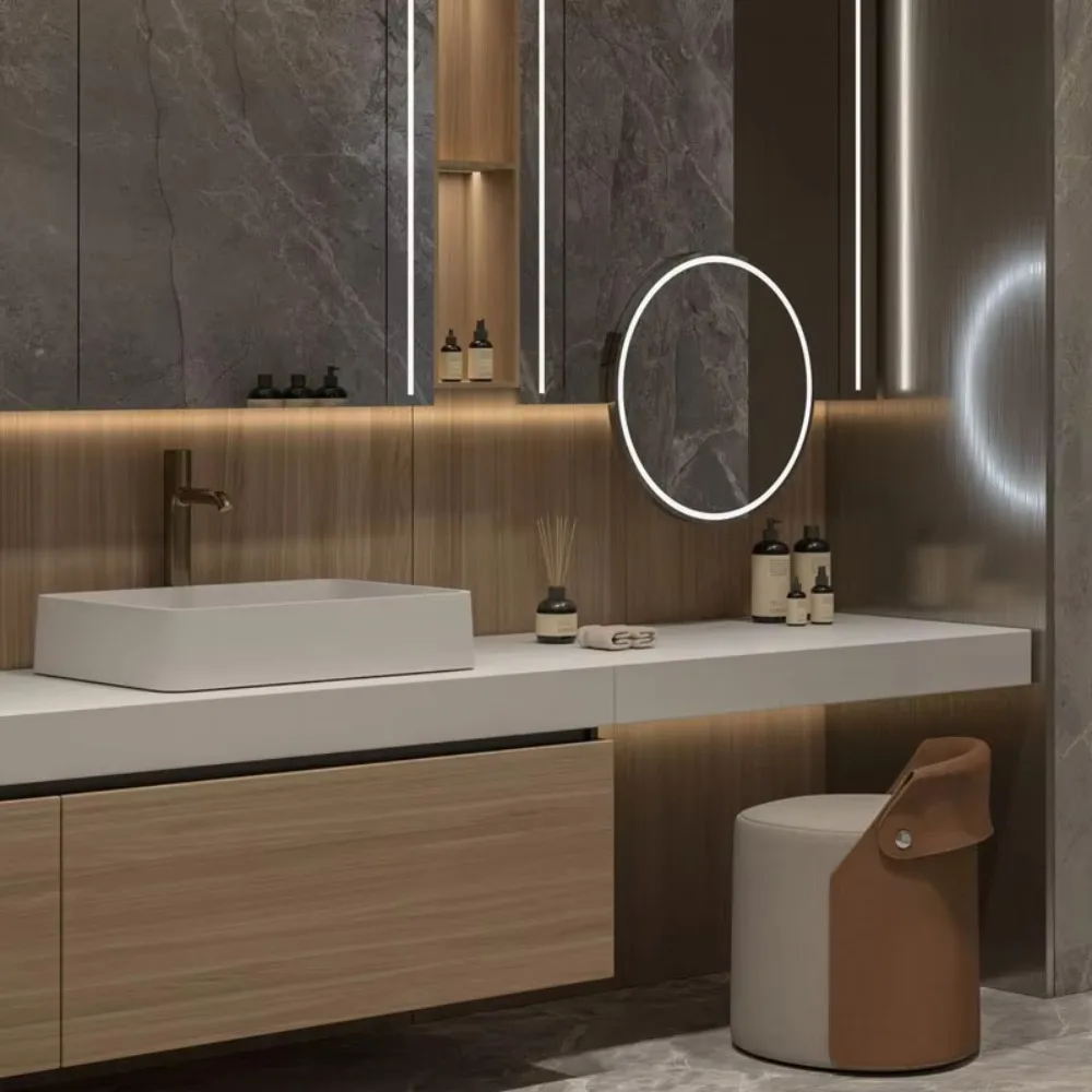 Custom Modern Zara Series Bathroom Cabinet in Wood Grain Color