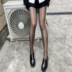 Hot Red Hose Vertical Line Open Crotch Pantyhose Children Sexy Ultra Thin Black Line One Line Shrimp Line Pantyhose