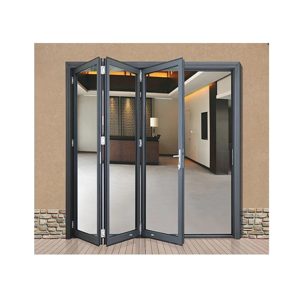 Factory-selling  exterior  folding  aluminum glass patio bi folding doors with best price