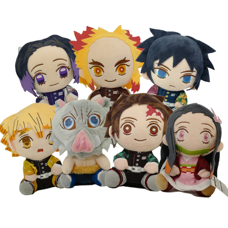 18-20cm Demon Slayer Plush Toys Anime Figure Kamado Tanjirou Zenitsu Inosuke Kamado Nezuko Cute Cartoon Stuffed Dolls Kids Gifts