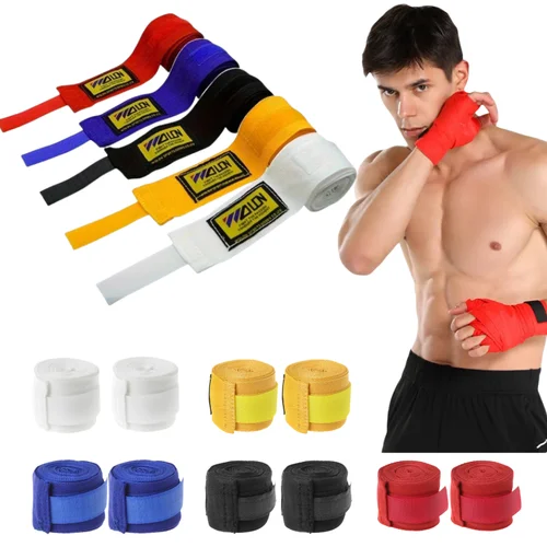 Vendaje de correas de entrenamiento de boxeo, vendaje elástico de algodón para proteger las manos, Sanda Muay Thai Karate, puño deportivo, Fitne, 1,5/2,5/3/5M