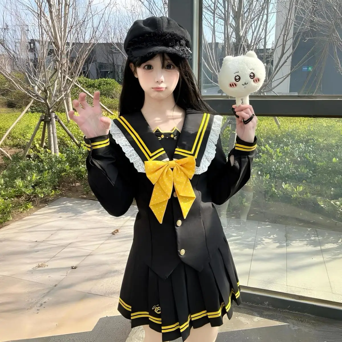 2026 Spring Black Long and Short Sleeve Authentic JK School Style Sailor Suit Set Sweet and Cute Role Play Student