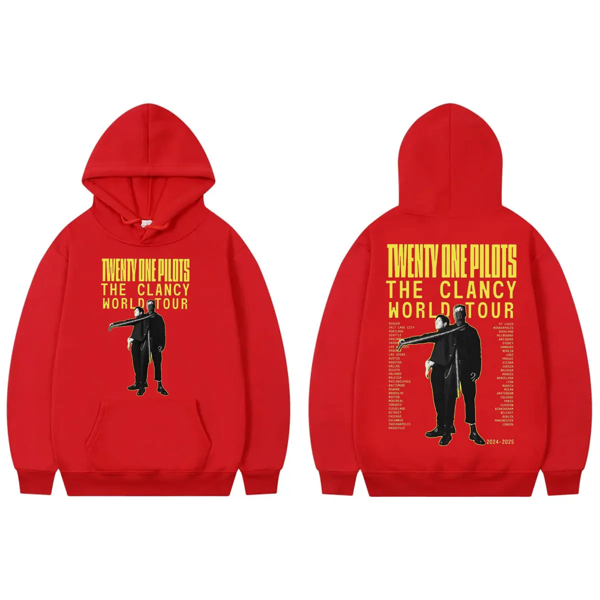 Rock Band Twenty One Pilots Double Sided Graphic Hoodie Clancy World Tour 2024 Sweatshirts Men Women Vintage Fashion Pullovers