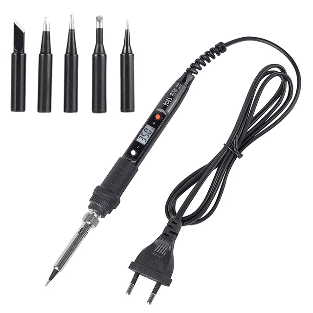 

JCDElectric Soldering Iron Adjustable Temperature Digital Display Electronic Welding Repair Tools With 5pcs Solder Tin Iron Tips