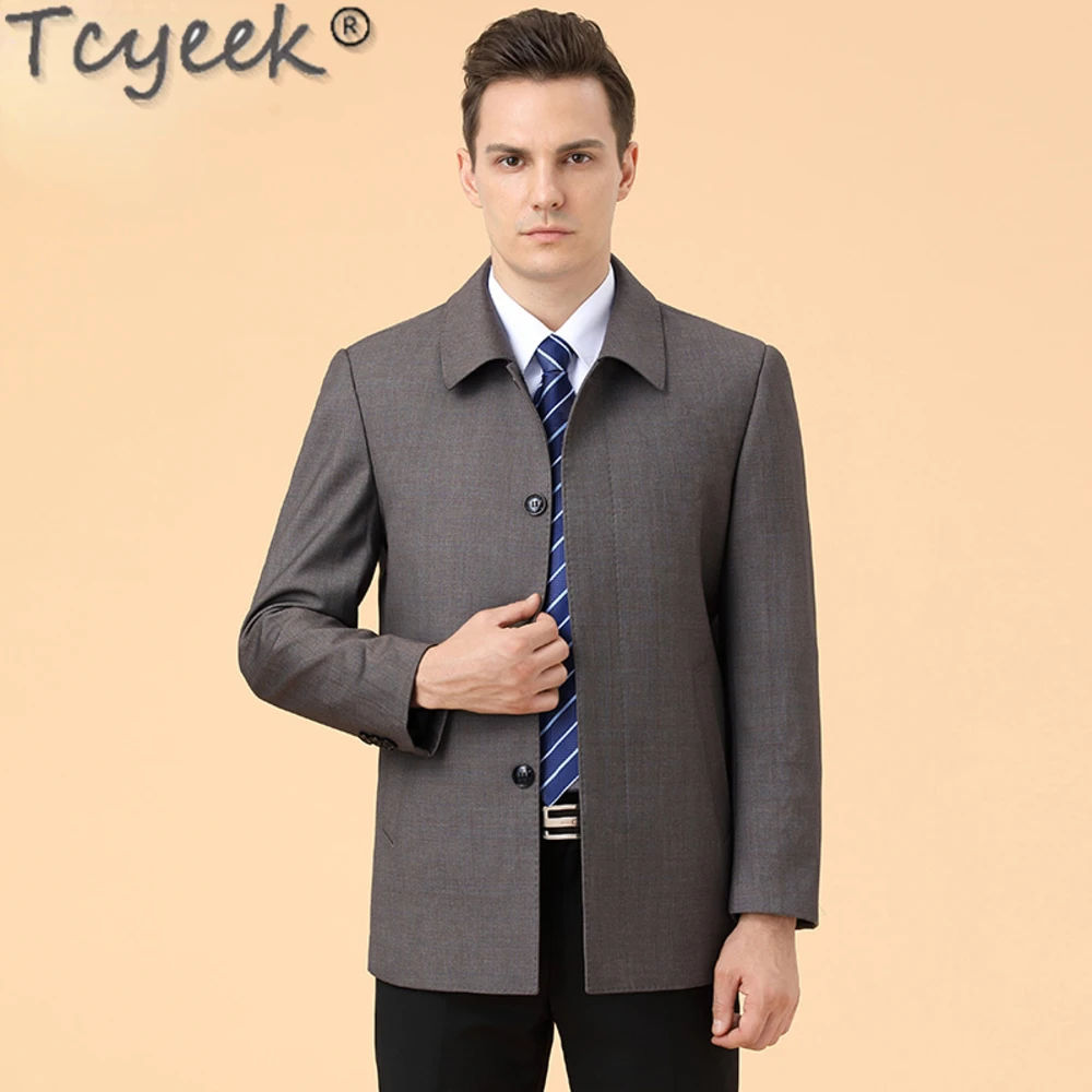 Fall Tcyeek Winter 48% Wool Jacket Men Fashion Casual Woolen Male Coat Loose Wool&blends Jackets Man Clothing Jaqueta Masculina