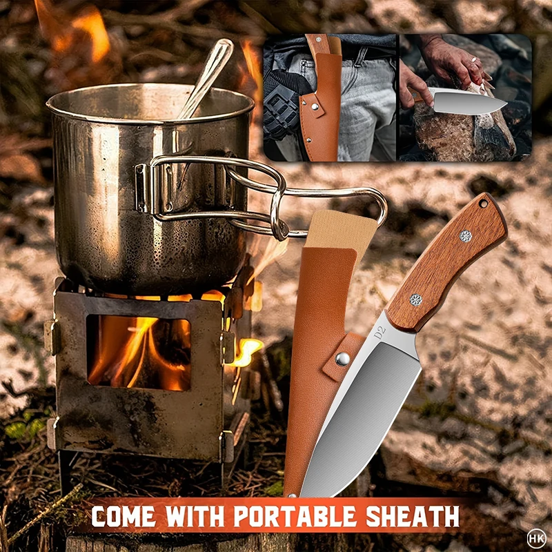 Cutting knife, stainless steel cutting knife, forged cutting knife, outdoor camping multi-purpose knife, with knife cover U9195