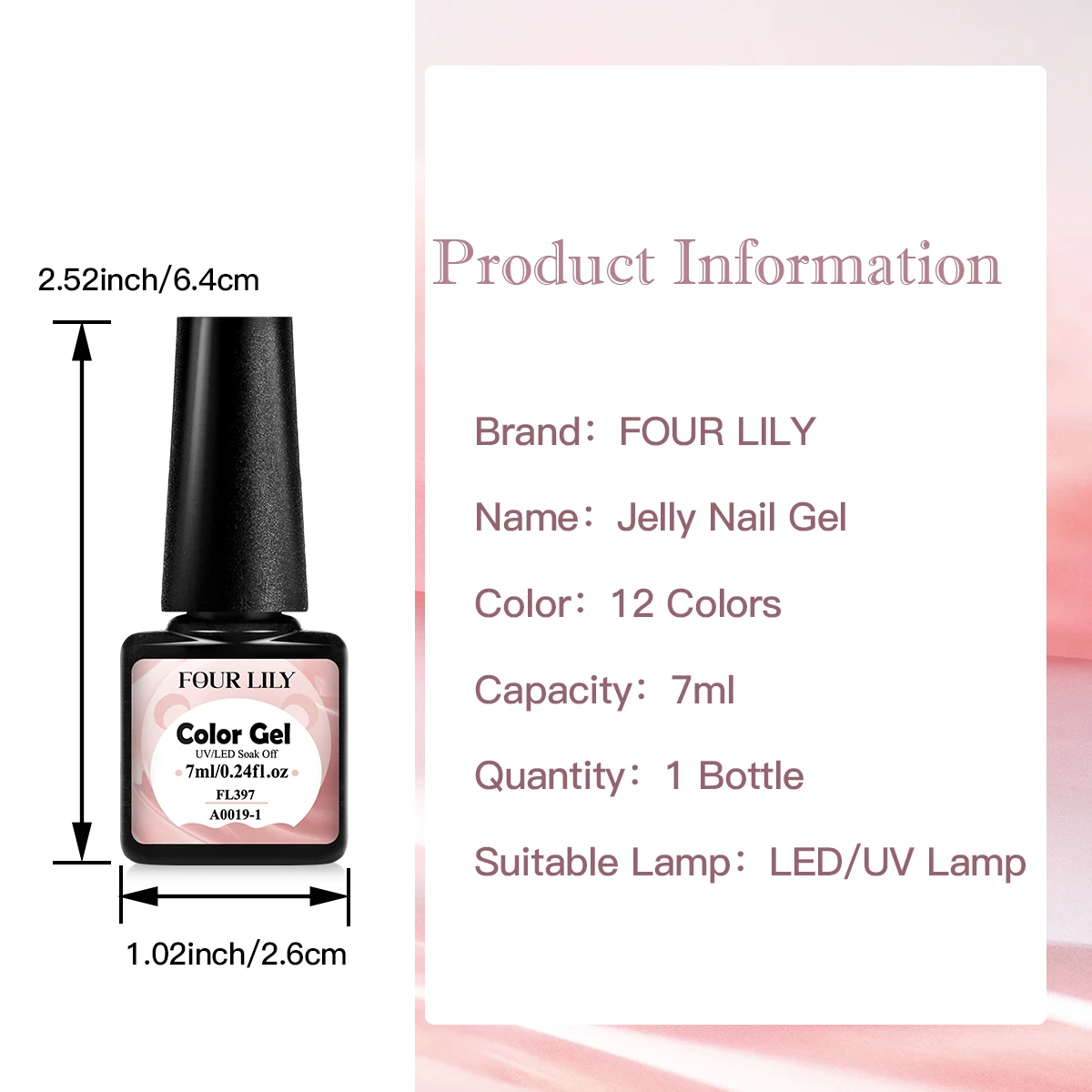 FOUR LILY 7ml Nude Pink Jelly Nail Gel Polish 12 Colors Semi Permanent Soak Off UV LED Gel Polish Nail Art Painting Gel Vernis