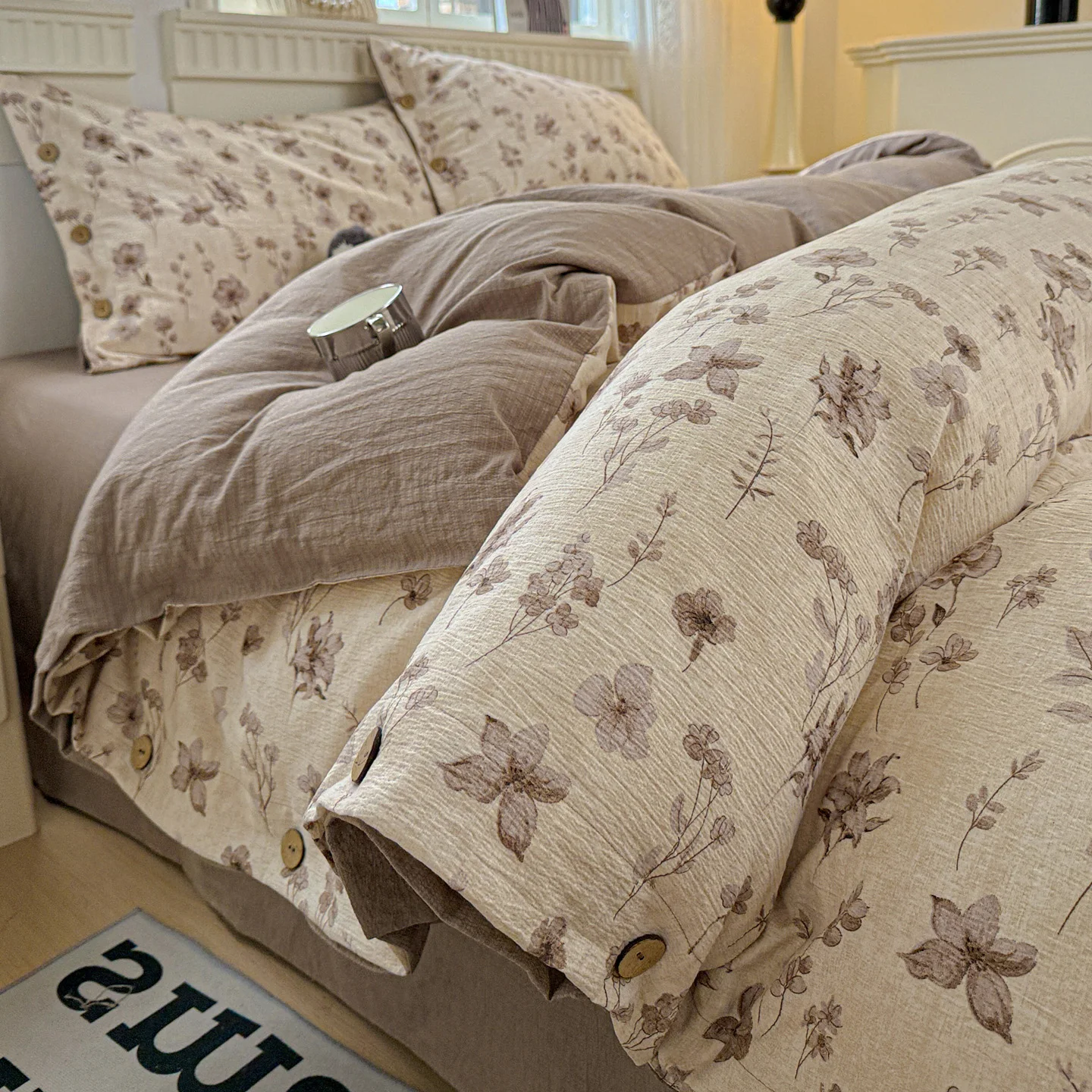 Bettwäsche-Set mit Blumenmuster, Leinen, Vintage-Bettbezug-Set mit Kissenbezügen, Bettlaken, Einzelbett, Doppelbett, Queen-Size-Bett, Schlafzimmer-Dekoration, Geschenke – Detail 4