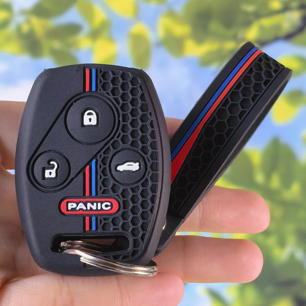 Ergonomic Honeycomb Fob Shell With Keychain for Honda Accord Civic CR‑V Pilot Insight Ridgeline 4‑Button Car Key Holder