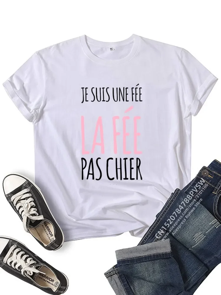 Girl Y2K Harajuku Red New Tee Tops France Funny Letter Manche Courte Humour Je Suis Une Fée Graphic T-shirt